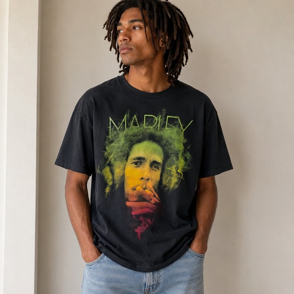 Zion Rootswear Other - Rasta Tee 90s Bob Marley Graphic T-Shirt Mens L Black Reggae Music festival Y2K